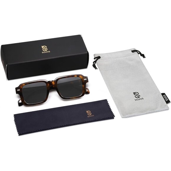? Women Grey Classic Square Sunglasses Polarized Vintage Rectangle Eyewear